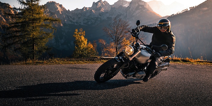 Retro classic motorcyclist