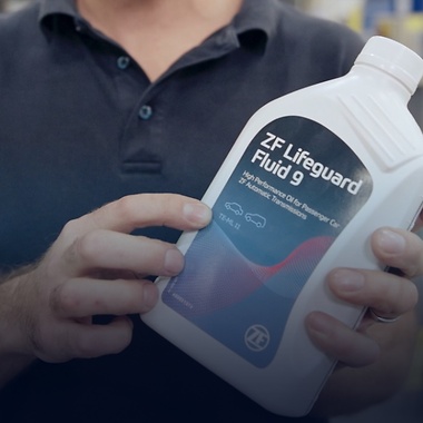 Philipp presents a ZF LifeguardFluid bottle