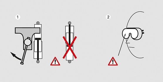 Clamp the damper with the piston rod