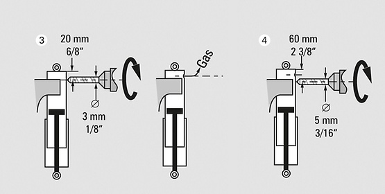 Drilling into gas-filled dampers