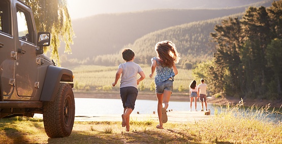 kids running at sundown