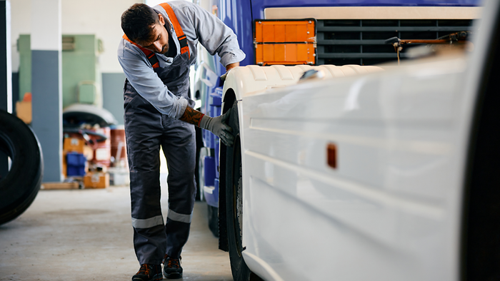 An engineer checking the vehicle.